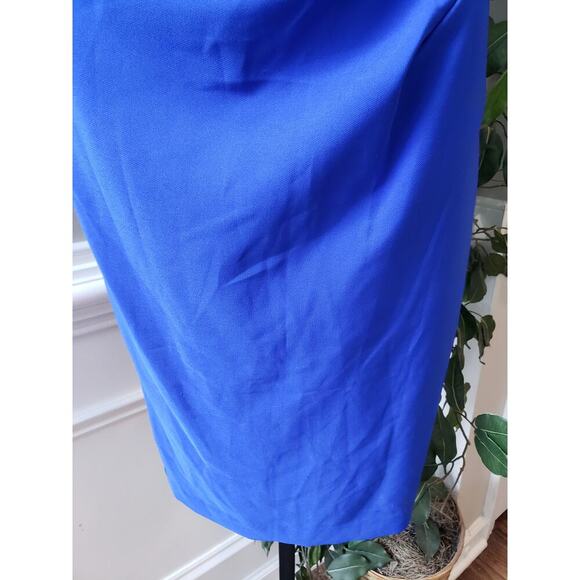 Laundry by Shelli Segal Midi Dress Womens Size 6 Blue Asymmetric Neck Sleeveless - Picture 5 of 14